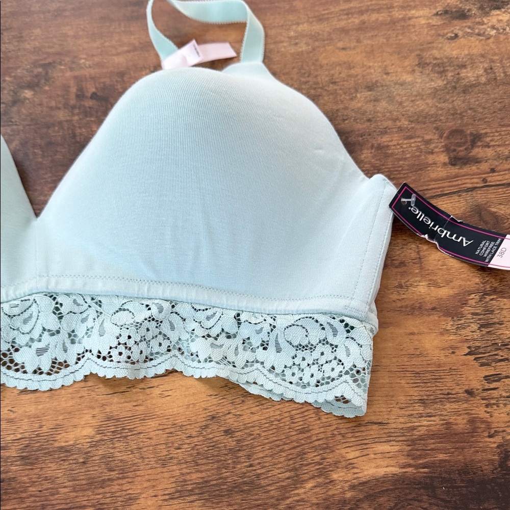 Ambrielle Light Green Lace Bralette - Picture 2 of 8